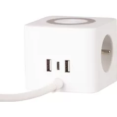   Kábel Strend Pro, hosszabbító, kocka alakú, USB-C + A, vezeték nélküli töltés, 1,4 m, Wireless