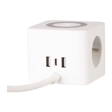 Kábel Strend Pro, hosszabbító, kocka alakú, USB-C + A, vezeték nélküli töltés, 1,4 m, Wireless