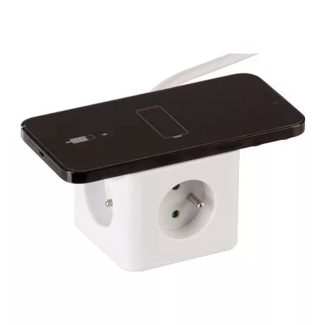 Kábel Strend Pro, hosszabbító, kocka alakú, USB-C + A, vezeték nélküli töltés, 1,4 m, Wireless