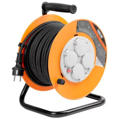 Sp+ Cr038 Elosztó, 4 Aljzat, L-20 m, IP44, Gumi, Hosszabbító, dob