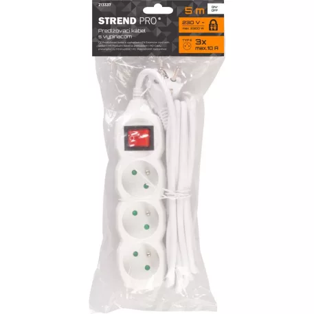 Elosztó Dg-F803Bk 5 m, 3 Aljzat + Kapcsoló