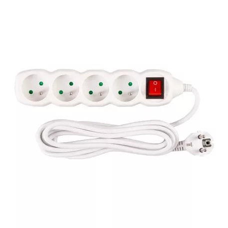 Elosztó (hosszabbító)  Dg-F804Bk 3 m, 4 Aljzat + Kapcsoló