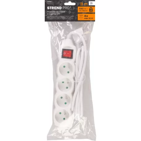 Elosztó (hosszabbító)  Dg-F804Bk 3 m, 4 Aljzat + Kapcsoló