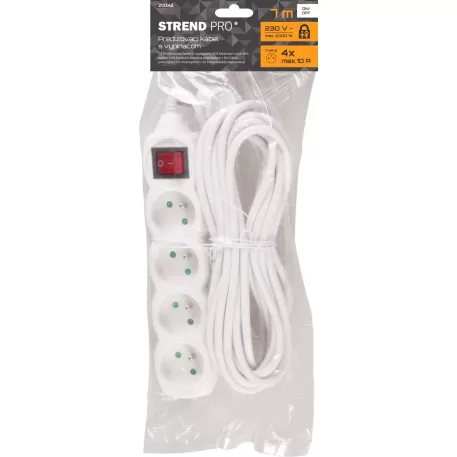 Elosztó Dg-F804Bk 7 m, 4 Aljzat + Kapcsoló