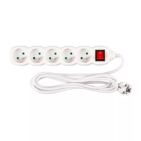 Elosztó Dg-F805Bk 3 m, 5 Aljzat + Kapcsoló