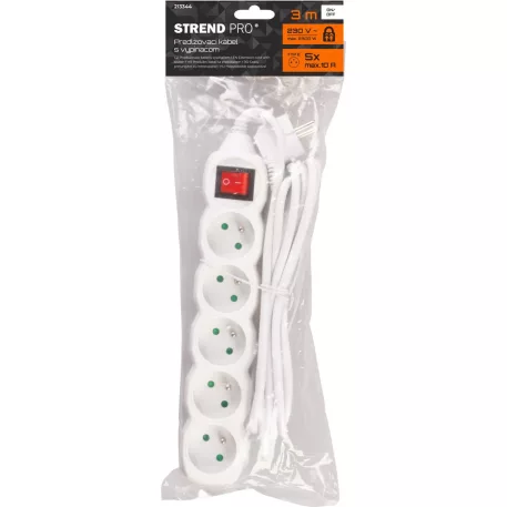 Elosztó Dg-F805Bk 3 m, 5 Aljzat + Kapcsoló