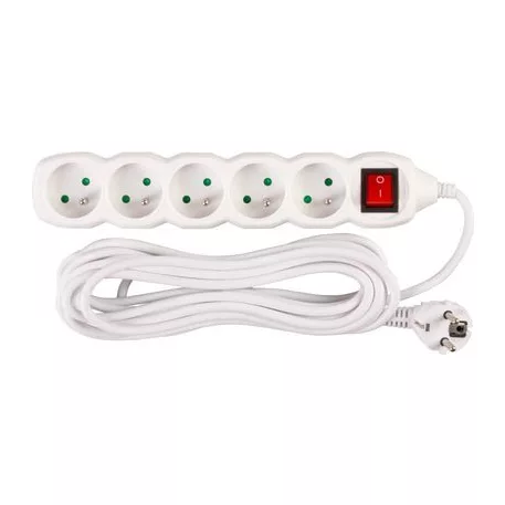 Elosztó Dg-F805Bk 5 m, 5 Aljzat + Kapcsoló