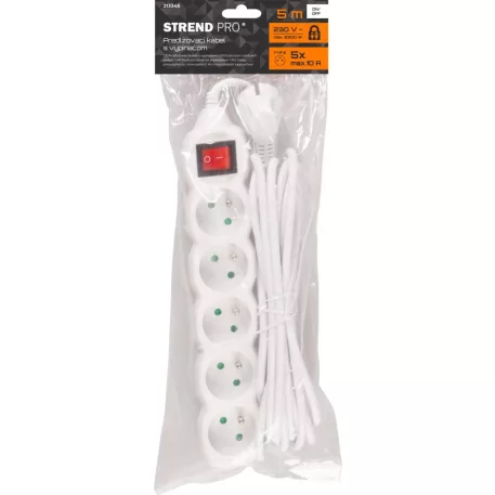 Elosztó Dg-F805Bk 5 m, 5 Aljzat + Kapcsoló