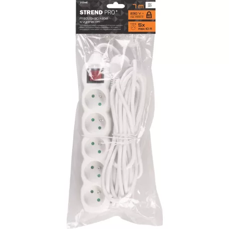 Elosztó Dg-F805Bk 7 m, 5 Aljzat + Kapcsoló