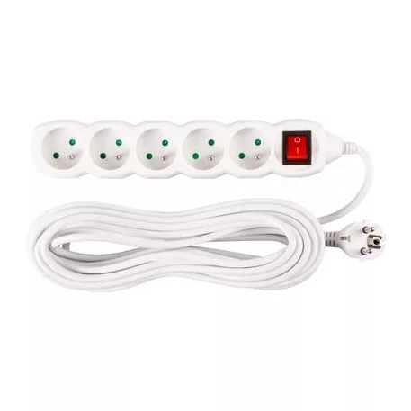 Dg-F805Bk Hálózati Hosszabbitó, Kábel 10 m, 5 Fiók + Kapcsoló