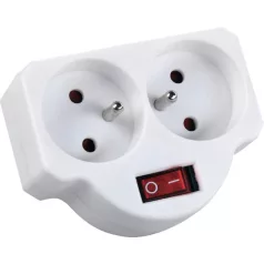   Aljzat Strend Pro, elosztó, fehér, 2× 2P + PE, elosztó kapcsolóval