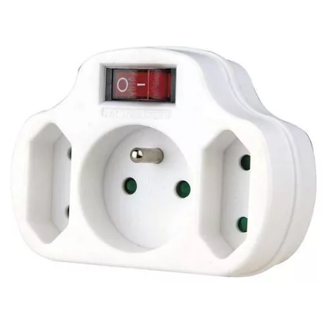 Emos P0029 Elosztó Kapcsolóval, 1 × 2P + Pe + 2 × 2P