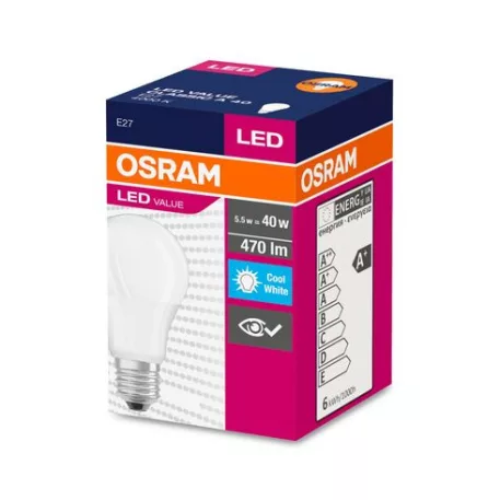 Égő Osram LED Fr 040 (Ean7071) Non-Dim, 5W/840 E27 4000K Value Classic A