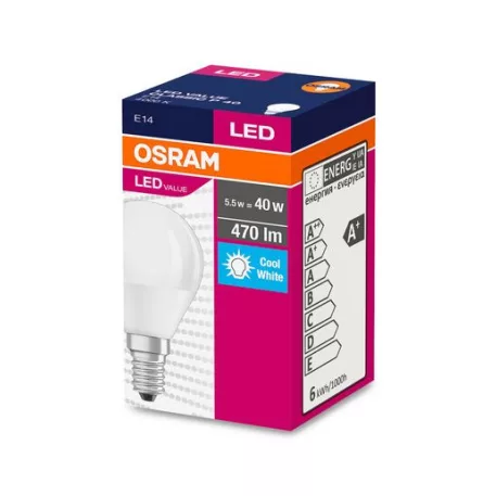 Égő Osram LED Fr 040 (Ean7911) Non-Dim, 5,7W/840 E14 4000K Value Classic P