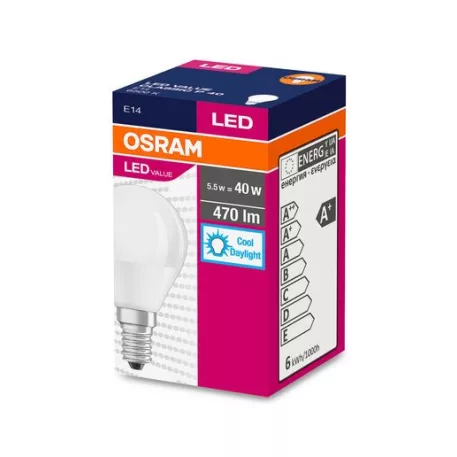 Égő Osram LED Fr 040 (Ean7630) Non-Dim, 5,7W/865 E14 6500K Value Classic P