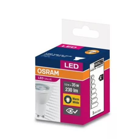 Égő Osram LED Gu10 35 (Ean8555) 36° 3,2W/2700K Value Par16