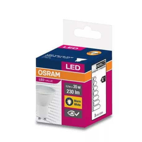 Égő Osram LED Gu10 35 (Ean8944) 120° 3,2W/2700K Value Par16