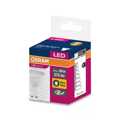 Égő Osram LED Gu10 80 (Ean8852) 120° 6,9W/2700K Value Par16
