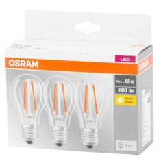   Égő Osram LED Fr 060 (Ean9351) Non-Dim 7W/827 E27 2700K Multipack csomag 3 db, Star Classic A