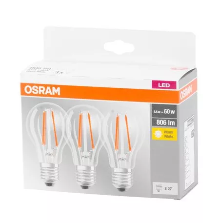 Égő Osram LED Fr 060 (Ean9351) Non-Dim 7W/827 E27 2700K Multipack csomag 3 db, Star Classic A