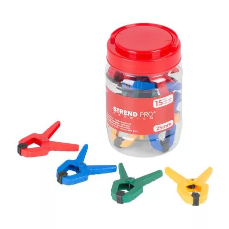 Rögzítő bilincs Strend Pro Premium DT825 rúgós, 15 db, 1"/25 mm