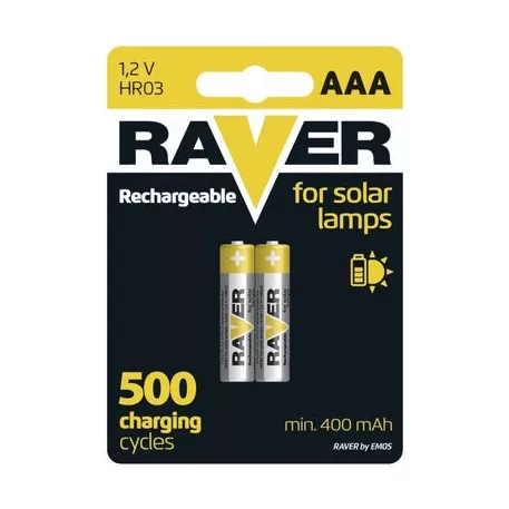 Akkumulátor RAVER SOLAR HR03, újratölthető akkumulátor, 400 mAh, csomag. 2 db, AAA ceruza