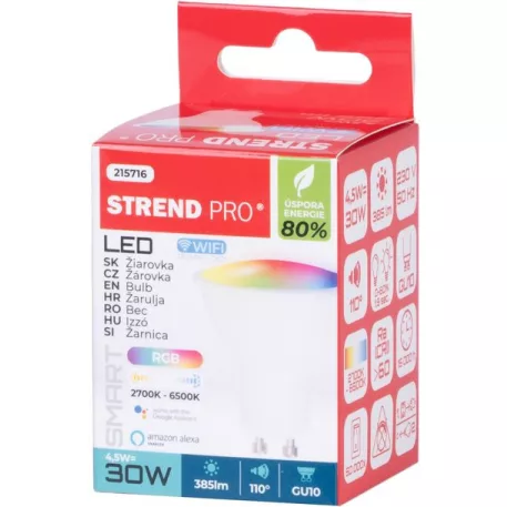 Izzó Strend Pro Smart, wifi, változtatja a színeket RGB, 5 W, GU10