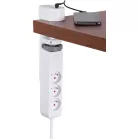 Strend Pro H-1,4 m, hosszabbító, 6 az 1-ben, 3x aljzat, 2x USB-A, 1x USB-C, asztalra rögzíthető