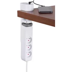   Strend Pro H-1,4 m, hosszabbító, 6 az 1-ben, 3x aljzat, 2x USB-A, 1x USB-C, asztalra rögzíthető