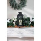 MagicHome karácsonyi lámpás, LED meleg fehér, 3xAAA, műanyag, időzítő, fekete, 14x14x32,2 cm, mozgó láng