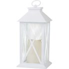 MagicHome karácsonyi lámpás, LED meleg fehér, 3xAAA, műanyag, időzítő, fehér, 14x14x32,2 cm, mozgó láng