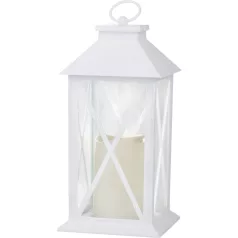   MagicHome karácsonyi lámpás, LED meleg fehér, 3xAAA, műanyag, időzítő, fehér, 14x14x32,2 cm, mozgó láng