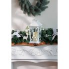 MagicHome karácsonyi lámpás, LED meleg fehér, 3xAAA, műanyag, időzítő, fehér, 14x14x32,2 cm, mozgó láng