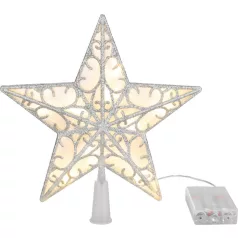   MagicHome karácsonyi csillag, műanyag, időzítő, 10xLED meleg fehér, 25 cm, 2xAA