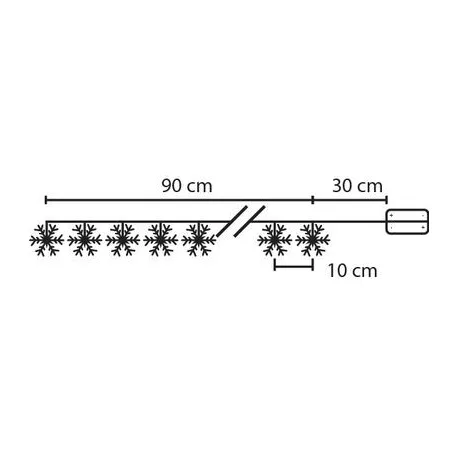 LED fényfüzer MagicHome SnowFlake, 90 cm, 10xLED fehér, 2xAA