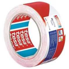   Tesa Pro Marker Szalag, Figyelmeztető, Piros-Fehér, 50 mm, L-33 m