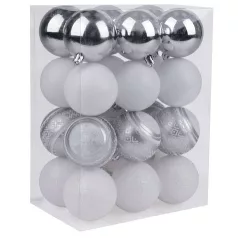   Gömbök Magichome Xd730, 24 db, 6 cm, Bielo - Ezüst, Karácsonyfára