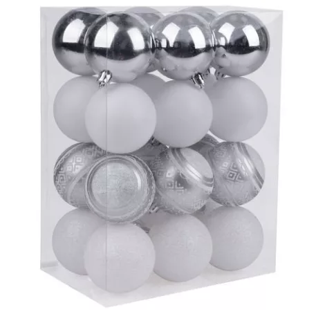Gömbök Magichome Xd730, 24 db, 6 cm, Bielo - Ezüst, Karácsonyfára
