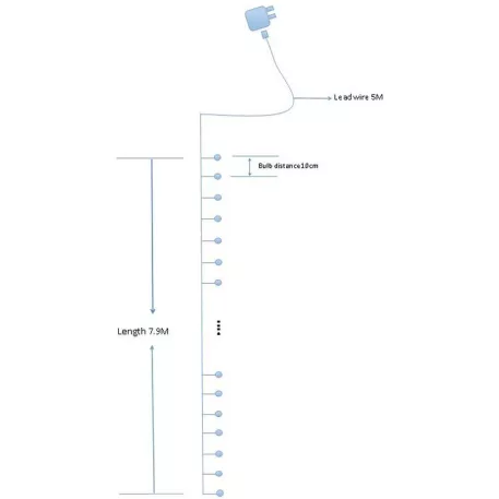 Lánc Magichome, 230V, 08 m, 80 LED Meleg Fehér, Külső