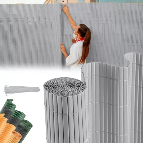 Kerítés, PVC, 2000 mm, L-3 m, Szürke, 1300g /m2, UV