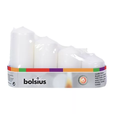 Gyertya bolsius Pillar Advent, fehér, 48 mm 60/80/100/120 mm, 4 db