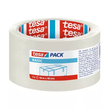 Szalag tesa® BASIC, csomagoló, ragasztó, átlátszó, 48 mm, L-50 m