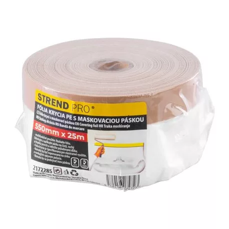 Fólia takaró Strend Pro, 550 mm, H-25 m, PE, szövet ragasztószalaggal, takaró, padlóra