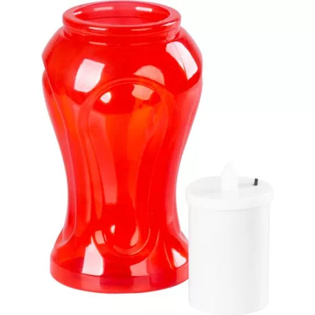 Gyertya MagicHome TG-26, LED gyertyával, sírhoz, piros, 17 cm, csomag része 2xAA