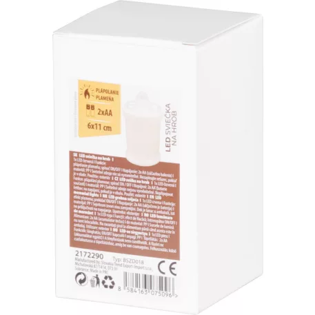 MagicHome sírgyertya TG-18, LED, fehér, 11 cm, 2xAA 