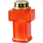 Gyertya MagicHome, kereszt, LED, sírhoz, piros, 2xAA, 15,3x6,8 cm, (alkatrészcsomag 2xAA)