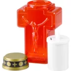 Gyertya MagicHome, kereszt, LED, sírhoz, piros, 2xAA, 15,3x6,8 cm, (alkatrészcsomag 2xAA)