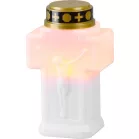 Gyertya MagicHome, kereszt, LED, sírhoz, fehér, 2xAA, 15x9 cm, (csomag része 2xAA)