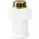 Gyertya MagicHome, kereszt, LED, sírhoz, fehér, 2xAA, 15x9 cm, (csomag része 2xAA)