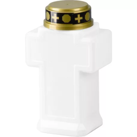 Gyertya MagicHome, kereszt, LED, sírhoz, fehér, 2xAA, 15x9 cm, (csomag része 2xAA)
